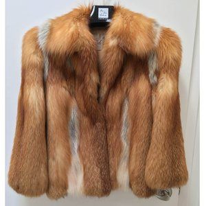 MINT cond valued @ $8K GENUINE full skin RED FOX FUR bolero jacket small 2 or 4
